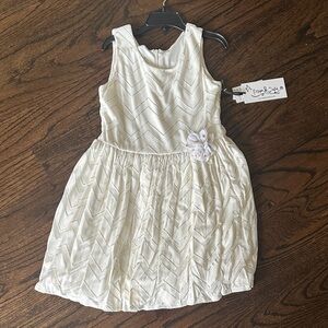 Pippa and Julie Cream Kids Dress with Floral Detail